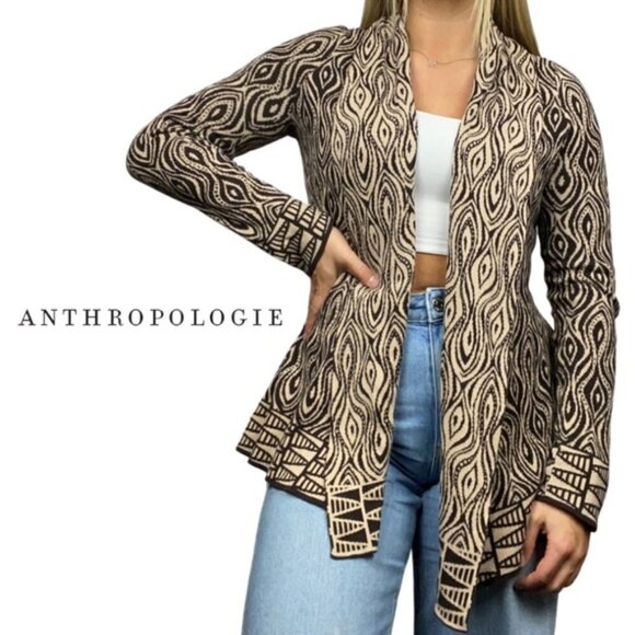 Anthropologie Sweaters - Anthropologie Moth The Eyes Have It Open Abstract Cardigan - Brown - Size Small